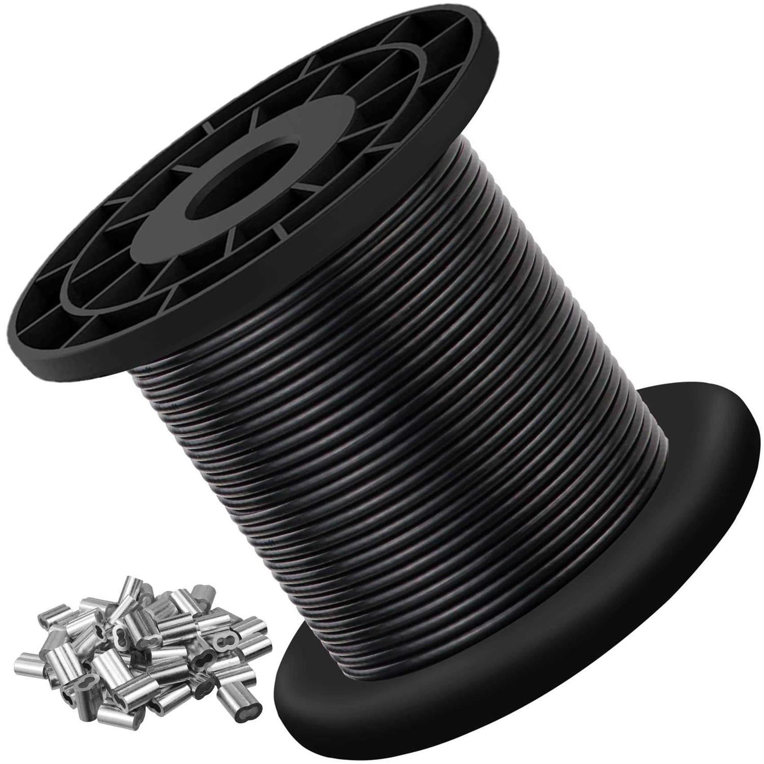 Flngr Wire Rope 304 Stainless Steel Wire Cable Black Vinyl Coated - Zenithce