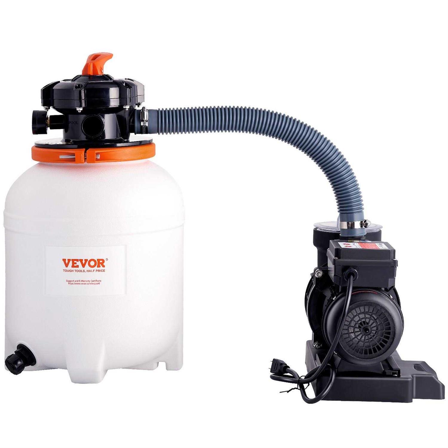 VEVOR Sand Filter Pump GPH Swimming Pool Pump Filter Set with 6-Way Multi-Port Valve Pool - Zenithce