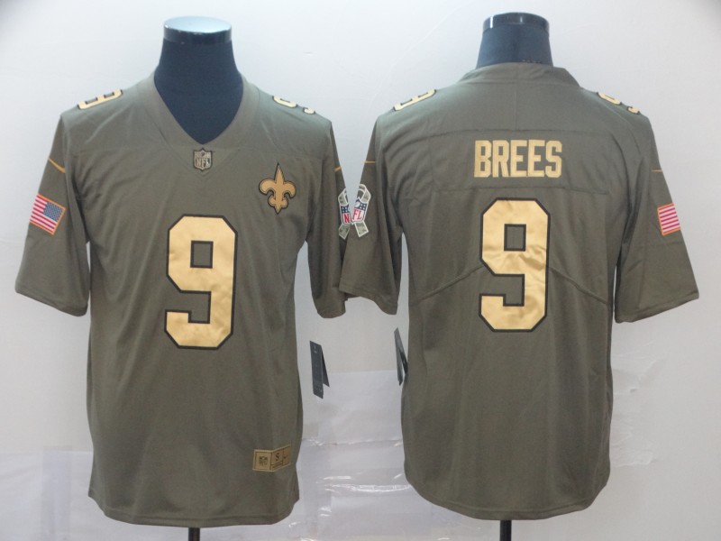 New Orleans Saints #9 Drew Brees Camo Salute To Service Stitched Gold Jersey - Zenithce