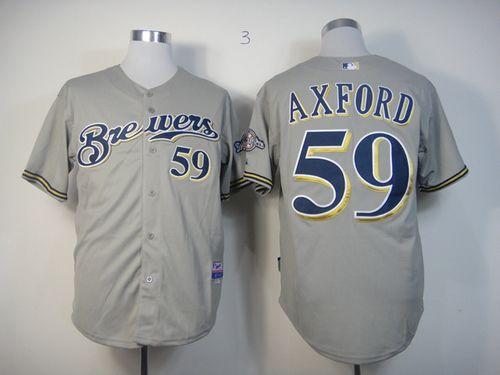 Brewers #59 John Axford Grey Cool Base Stitched Jersey - Zenithce