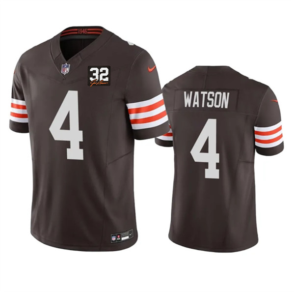 Cleveland Browns #4 Deshaun Watson Brown 2023 F.U.S.E. With Jim Brown Memorial Patch Vapor Untouchable Limited Stitched Jersey - Zenithce