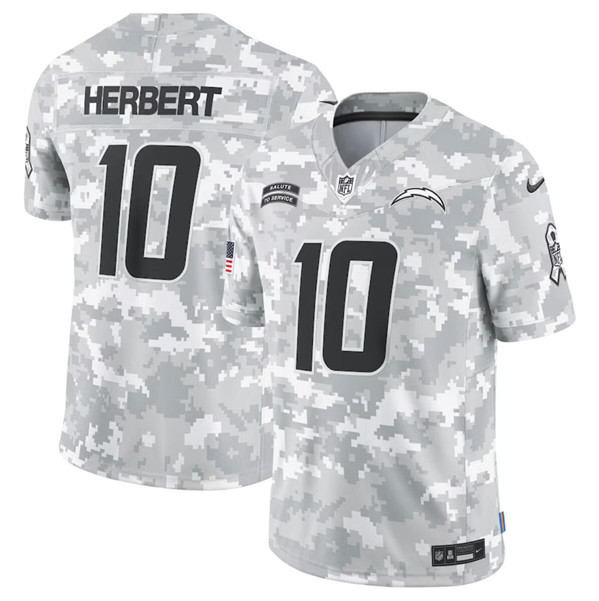 Los Angeles Chargers #10 Justin Herbert Arctic Camo 2024 F.U.S.E. Salute To Service Limited Stitched Jersey - Zenithce