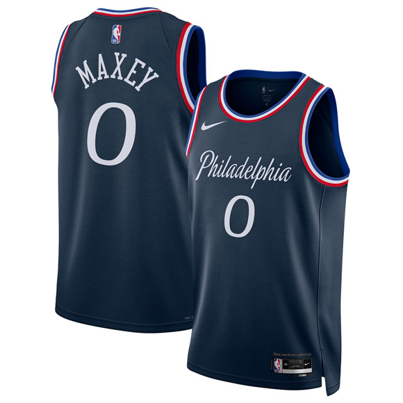 Philadelphia 76ers #0 Tyrese Maxey Navy 2025-26 City Edition Swingman Stitched Jersey - Zenithce