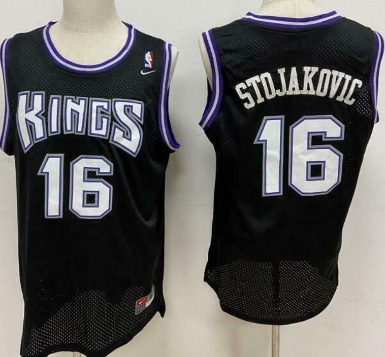 Sacramento Kings #16 Peja Stojakovic Black Soul Swingman Jersey - Zenithce