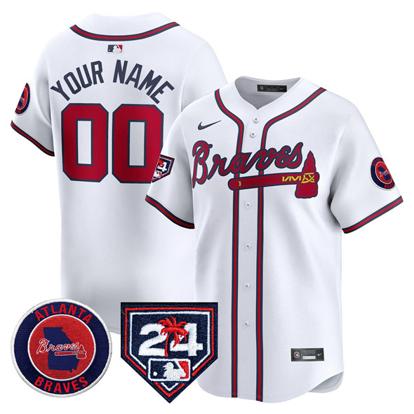 Atlanta Braves Customized White 2024 Spring Training Patch Limited Stitched Jersey - Zenithce