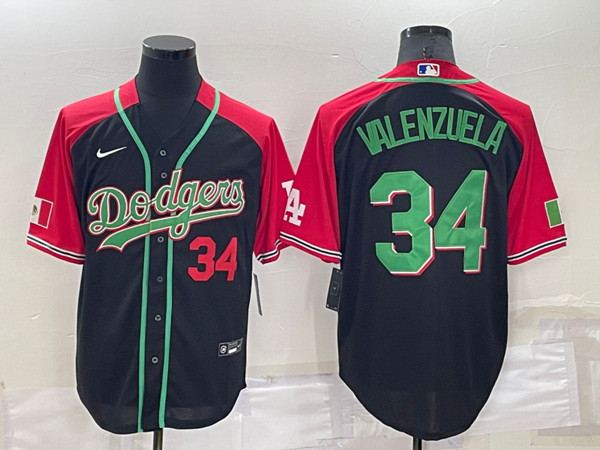 Los Angeles Dodgers #34 Toro Valenzuela Red Black Cool Base Stitched Baseball Jersey - Zenithce