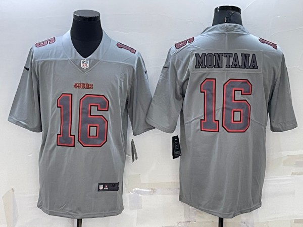 San Francisco 49ers #16 Joe Montana Gray Atmosphere Fashion Stitched Jersey - Zenithce