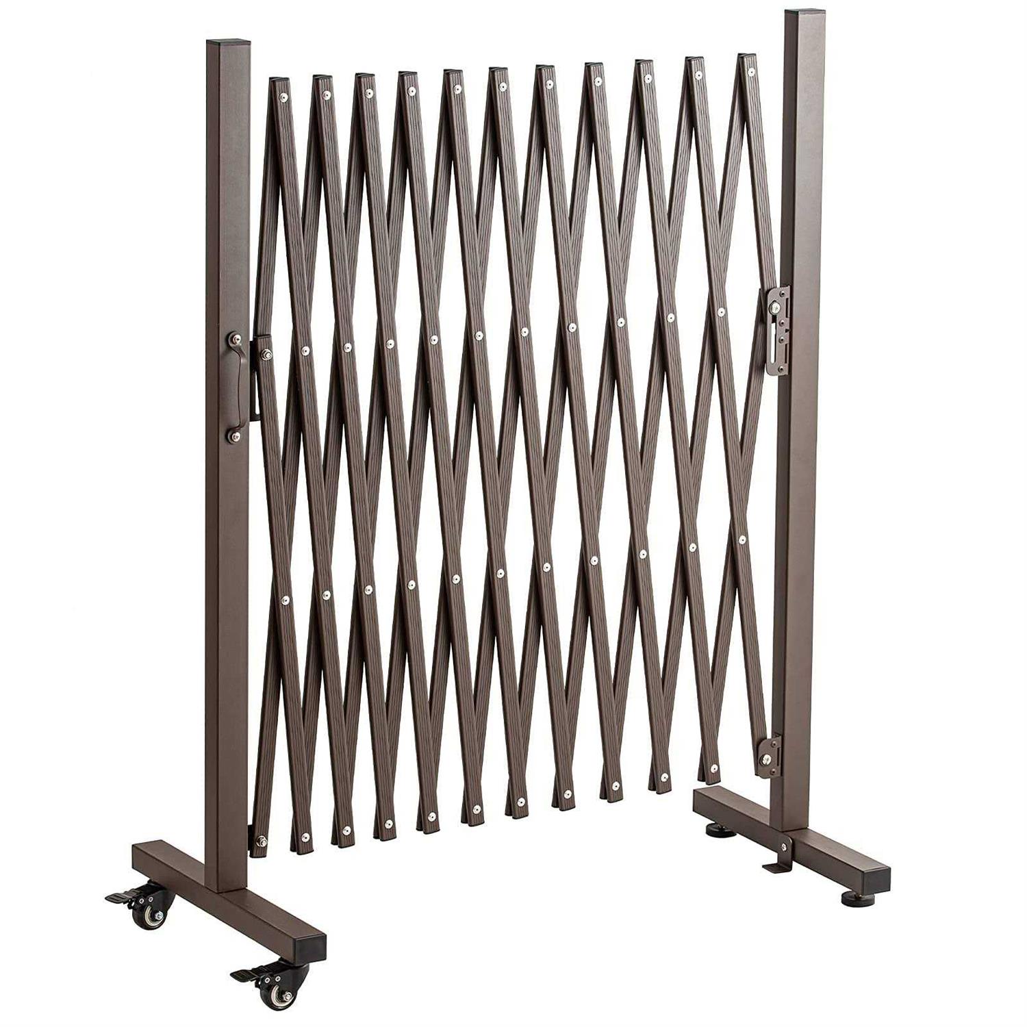 TECSPACE Aluminum Expandable Garden Fence Portable Barricade Gate with Casters - Zenithce