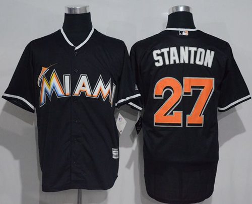 Marlins #27 Giancarlo Stanton Black New Cool Base Stitched Jersey - Zenithce