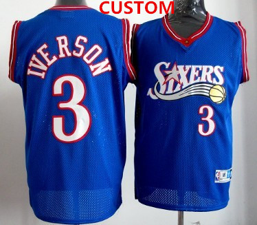 Philadelphia 76ers Custom blue swingman throwback jersey - Zenithce