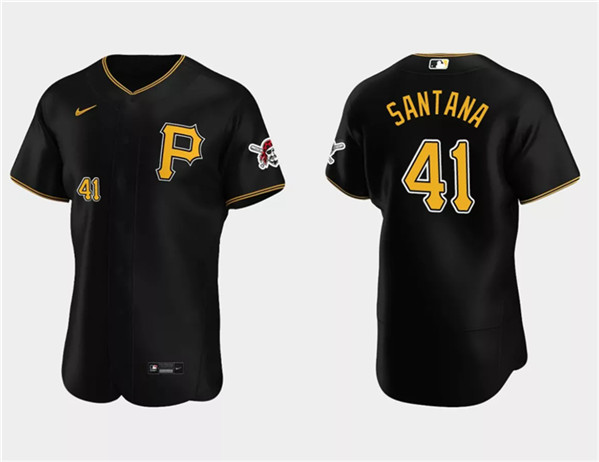 Pittsburgh Pirates #41 Carlos Santana Black Flex Base Stitched Jersey - Zenithce