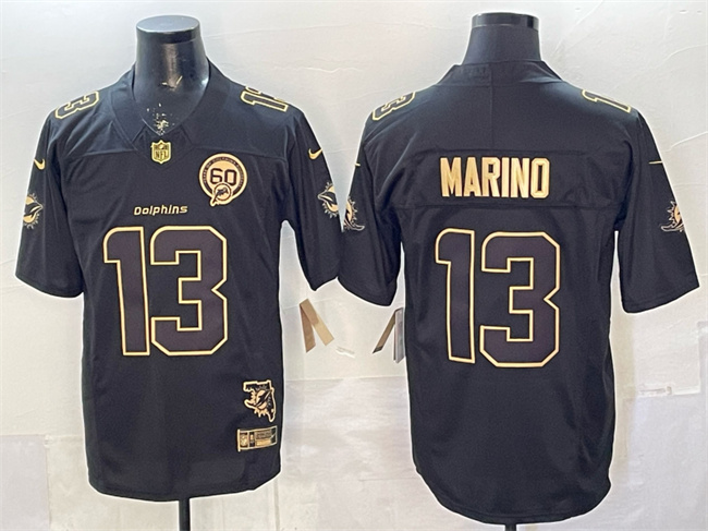 Miami Dolphins #13 Dan Marino Black Gold F.U.S.E. With Patch Limited Stitched Jersey - Zenithce