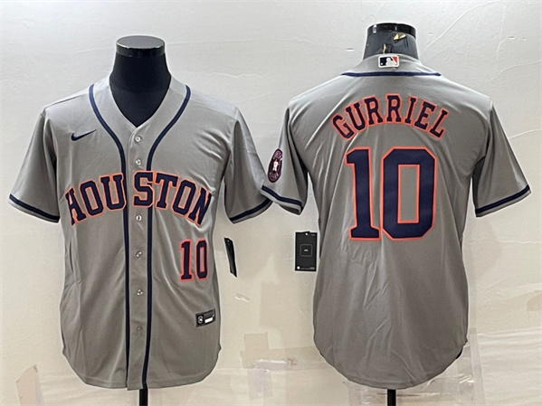 Houston Astros #10 Yuli Gurriel Gray With Patch Cool Base Stitched Jersey - Zenithce