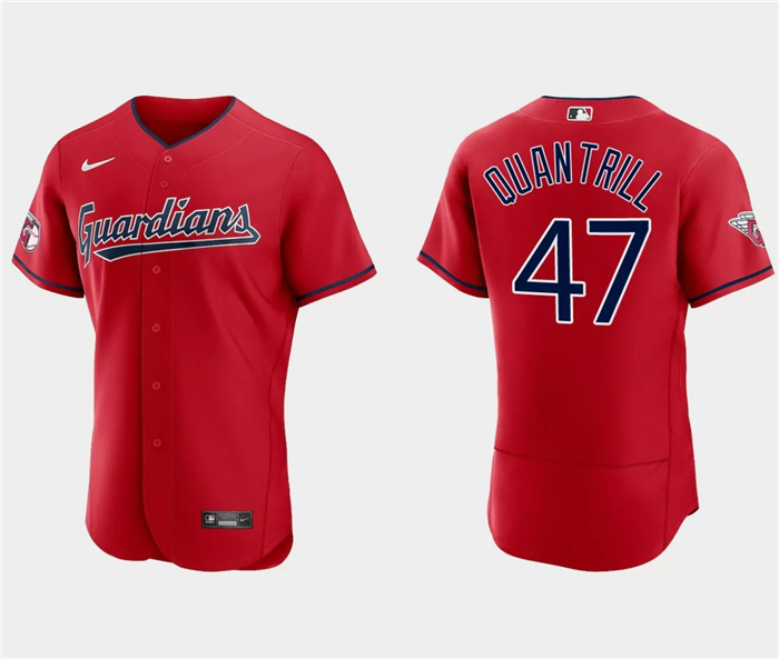 Cleveland Guardians #47 Cal Quantrill Red Flex Base Stitched Jersey - Zenithce