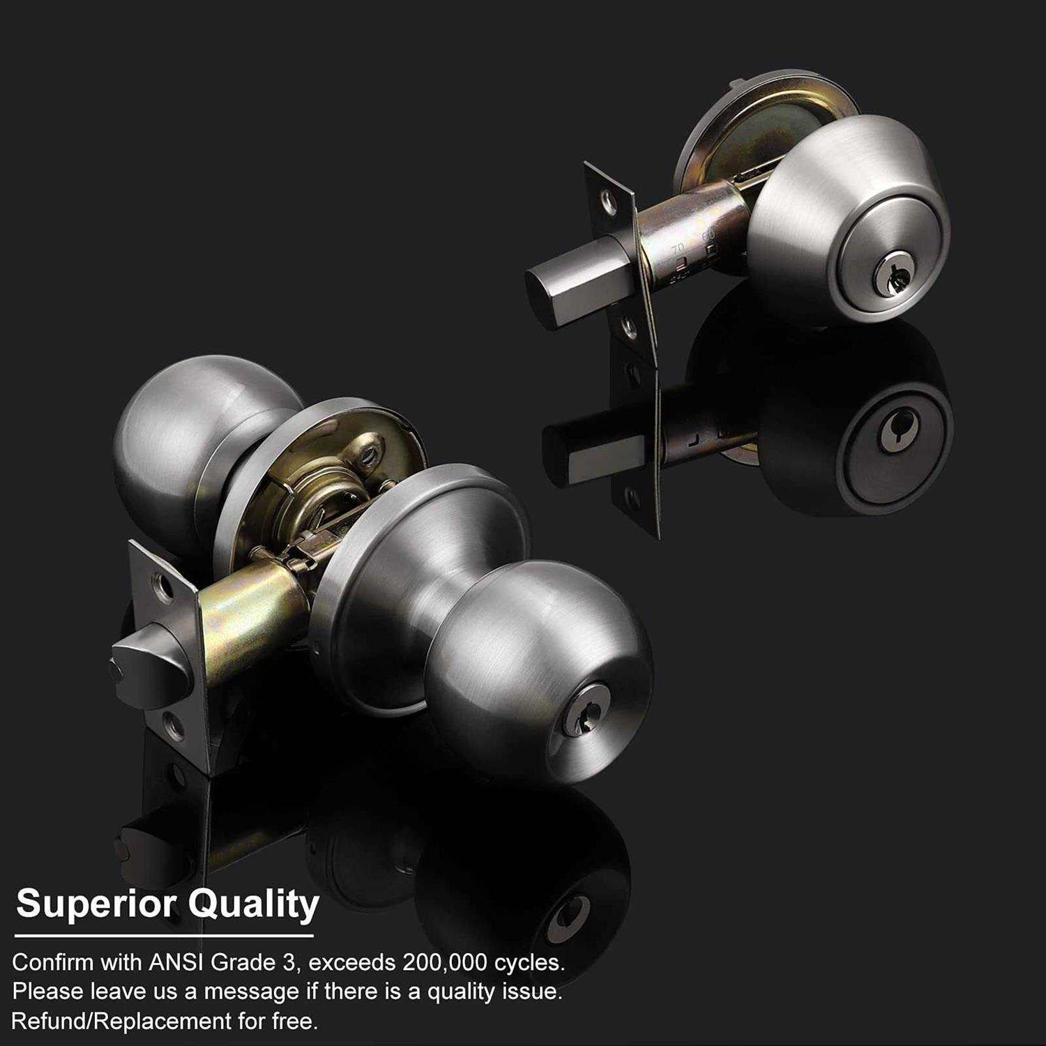 Knobonly 5 Pack Door Knob Privacy Set for Bed/Bathroom - Zenithce