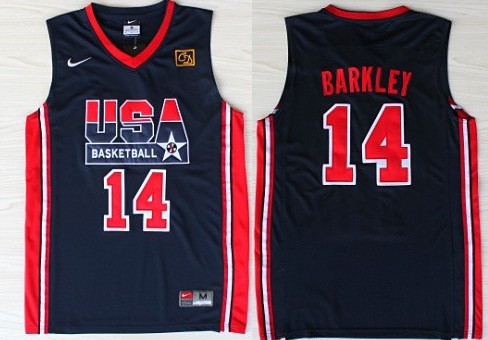 1992 Olympics Team USA #14 Charles Barkley Navy Blue Swingman Jersey - Zenithce