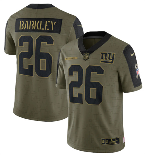 New York Giants #26 Saquon Barkley 2021 Olive Salute To Service Limited Stitched Jersey - Zenithce