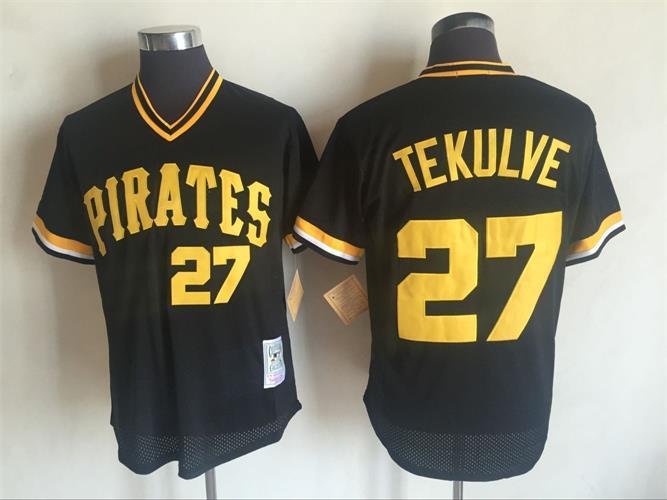 Pittsburgh Pirates #27 Kent Tekulve Mitchell and Ness Black Throwback Stitched Jerseys - Zenithce