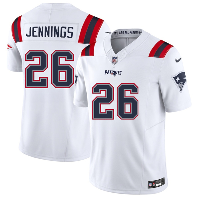 New England Patriots #26 Terrell Jennings White 2025 F.U.S.E. Vapor Limited Stitched Jersey - Zenithce