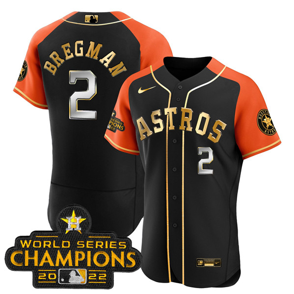 Houston Astros #2 Alex Bregman 2023 Black Gold V2 Alternate Flex Base Stitched Jersey - Zenithce