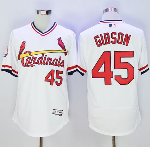 Cardinals #45 Bob Gibson White Flexbase Authentic Collection Cooperstown Stitched Jersey - Zenithce