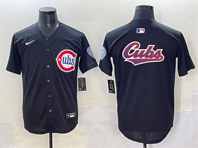 Chicago Cubs Team Big Logo Black Limited Stitched Jersey - Zenithce
