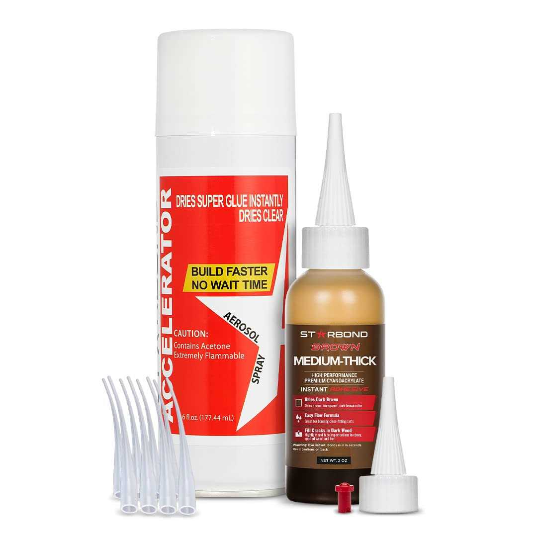 Starbond 2 oz Medium Thick Premium CA Glue 6 oz. Aerosol Accelerator Bundle - Zenithce