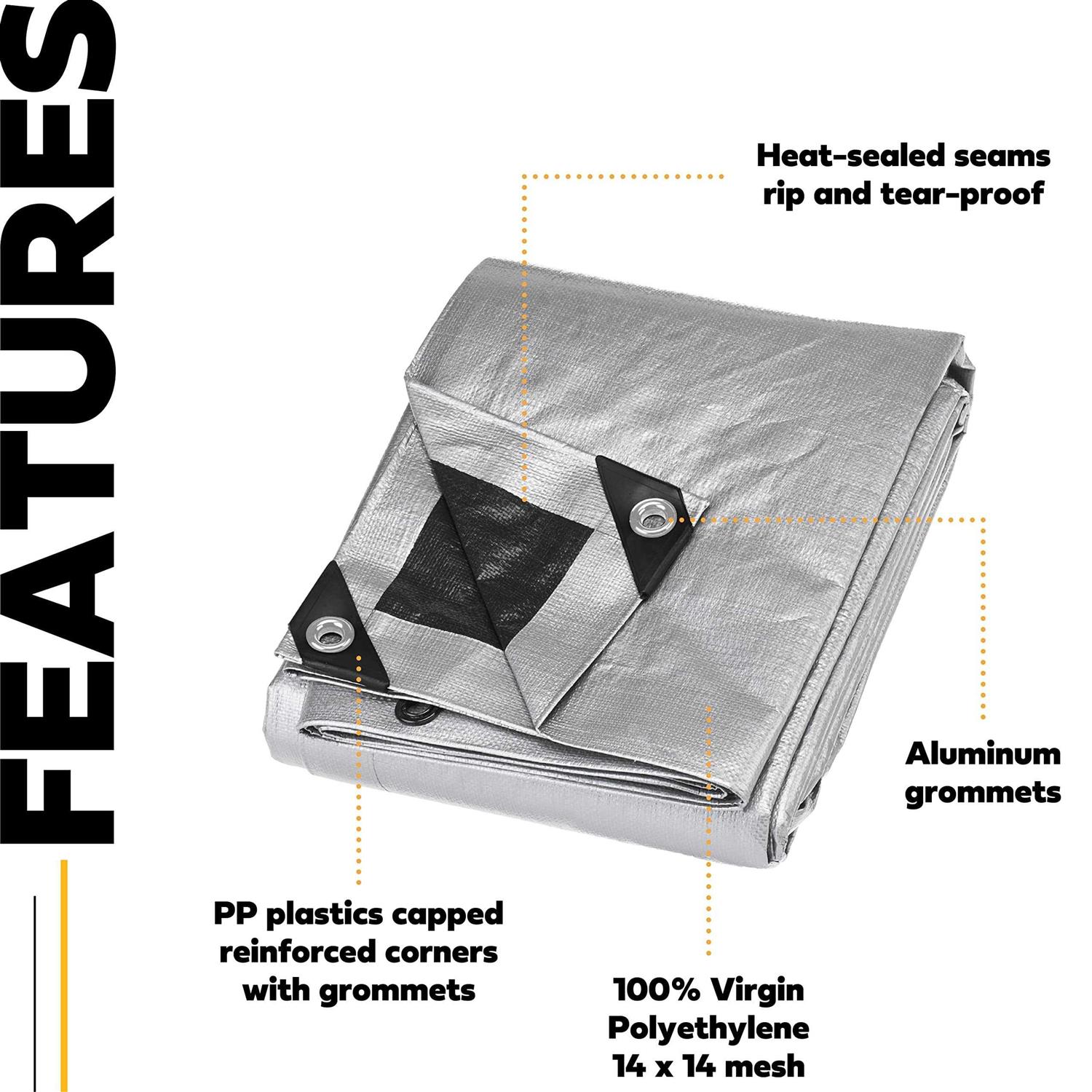 HOMESTEAD Heavy Duty 12 Mil Tarp Cover with Metal Grommets and Reinforced Edges - Zenithce