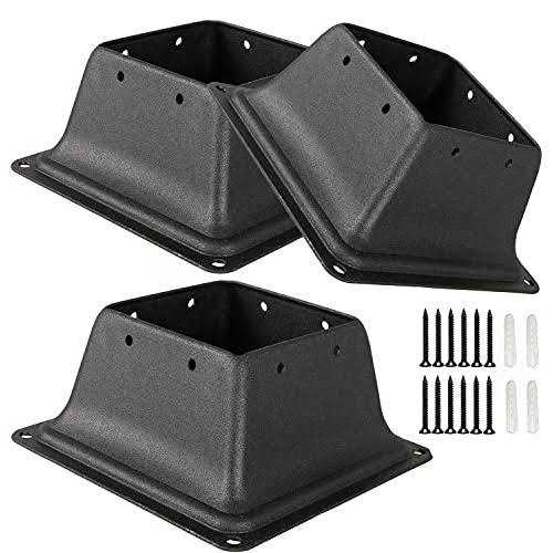 SPACEEUP 4×4 Post Base Black Square Brackets Internal Size 3.5 x 3.5 Inch Heavy Duty Steel Deck Post Base Cover Fit for 4 x 4 Standard Wood - Zenithce