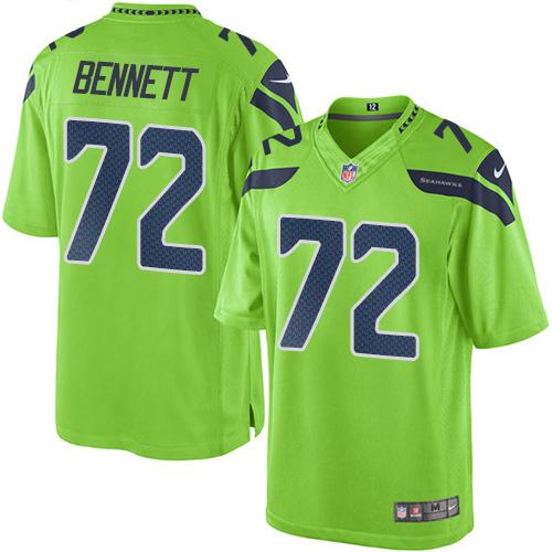 Seahawks #72 Michael Bennett Green Stitched Limited Rush Nike Jersey - Zenithce