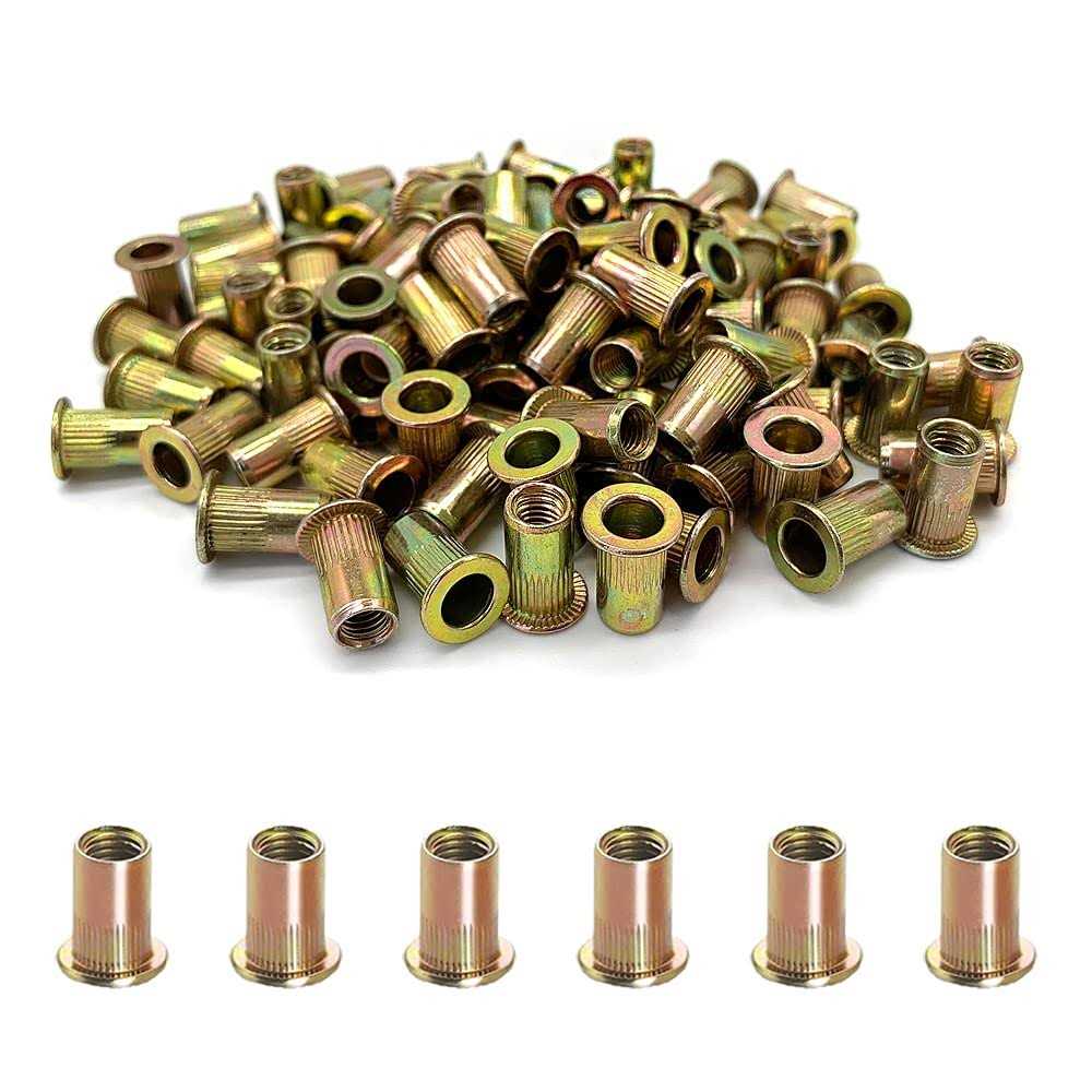vrupin 100Pcs-Rivet Nuts Carbon Steel Unc Rivet Nut Assortment Kit - Zenithce