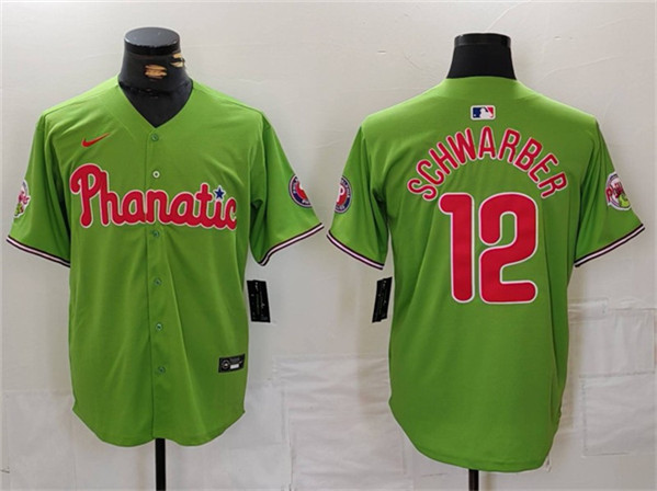 Philadelphia Phillies #12 Kyle Schwarber Green With Patch Stitched Jersey - Zenithce