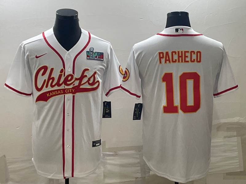 Kansas City Chiefs #10 Isiah Pacheco White With Super Bowl LVII Patch Cool Base Stitched Baseball Jersey - Zenithce