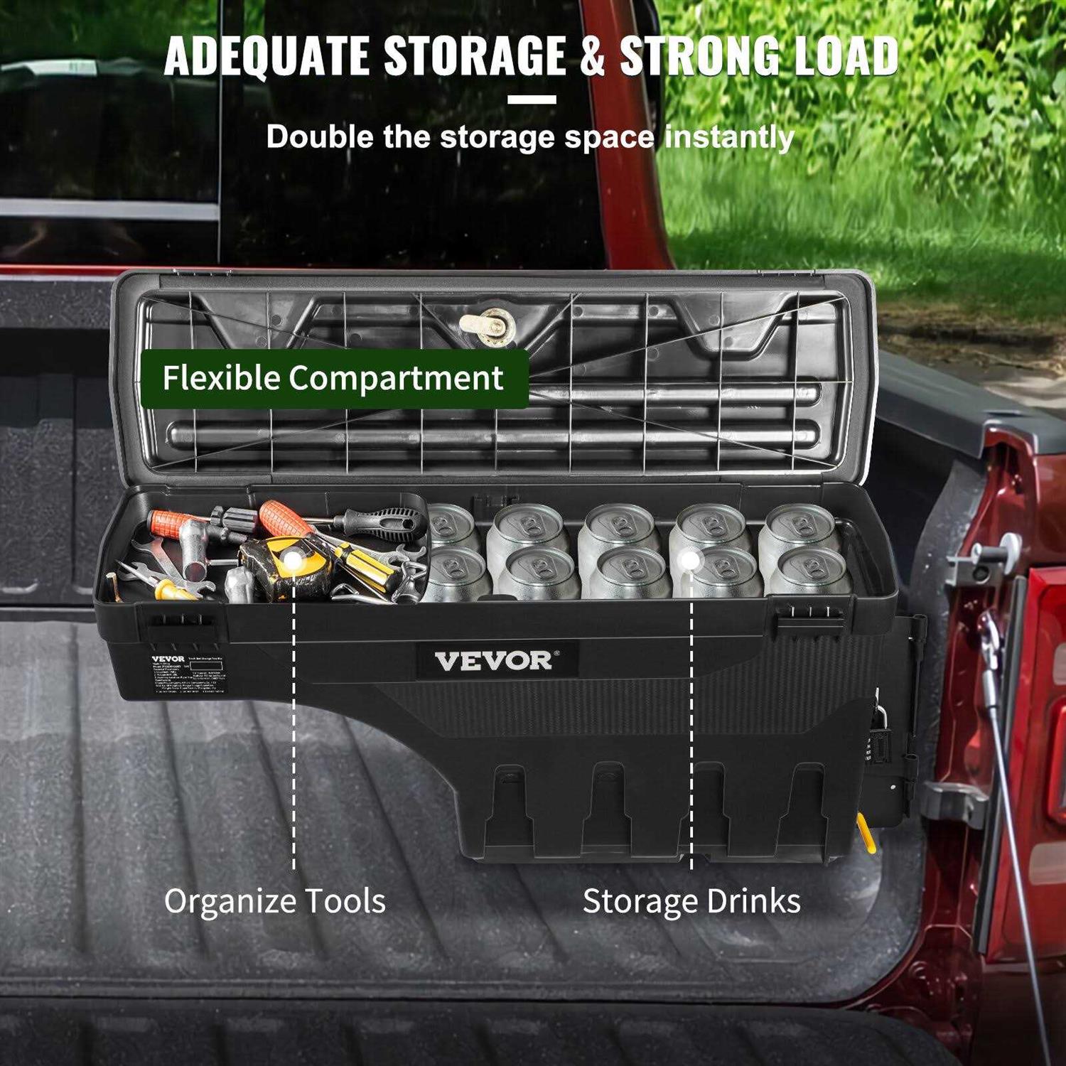 VEVOR Truck Bed Storage Box Lockable Lid - Zenithce