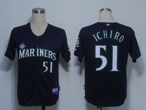 Mariners #51 Ichiro Suzuki Navy Blue Cool Base Stitched Jersey - Zenithce