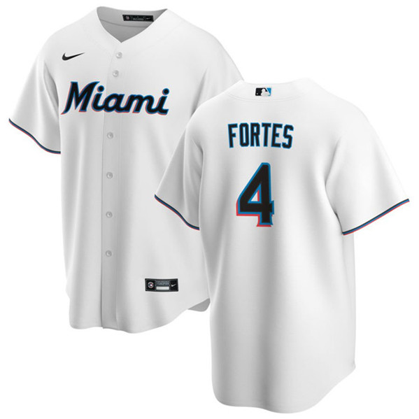 Miami Marlins #4 Nick Fortes White Cool Base Stitched Jersey - Zenithce