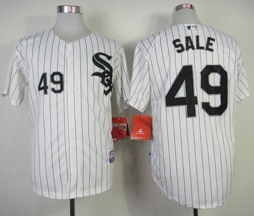 White Sox #49 Chris Sale White With Black Strip Stitched Jersey - Zenithce