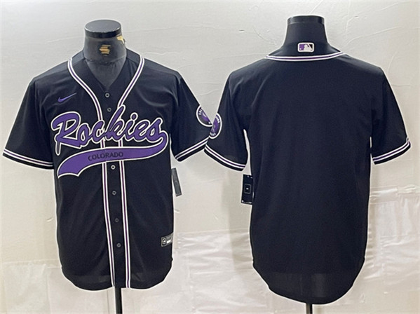 Colorado Rockies Blank Black Cool Base Stitched Jersey - Zenithce
