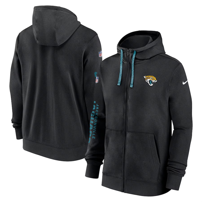 Jacksonville Jaguars Black 2024 Team Full-Zip Hoodie - Zenithce
