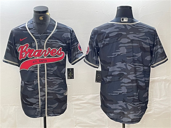 Atlanta Braves Blank Gray Camo Cool Base With Patch Stitched Jersey - Zenithce