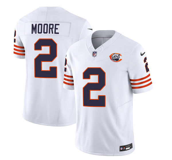Chicago Bears #2 DJ Moore White 2023 F.U.S.E. Throwback Limited Stitched Game Jersey - Zenithce