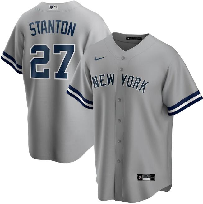 New York Yankees Grey #27 Giancarlo Stanton Cool Base Stitched Jersey. - Zenithce
