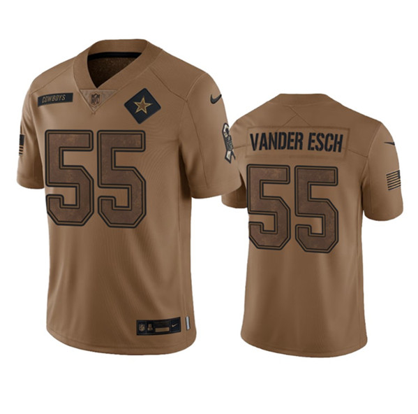 Dallas Cowboys #55 Leighton Vander Esch 2023 Brown Salute To Service Limited Stitched Jersey - Zenithce