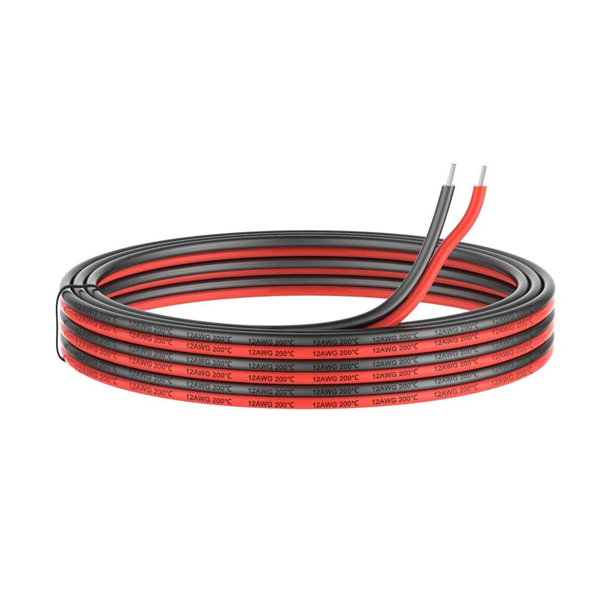 Haerkn Silicone Electrical Wire 2 Core Wire 20ft Gauge Soft and Flexible Hook Up Oxygen Free Strands Tinned Copper Wire - Zenithce