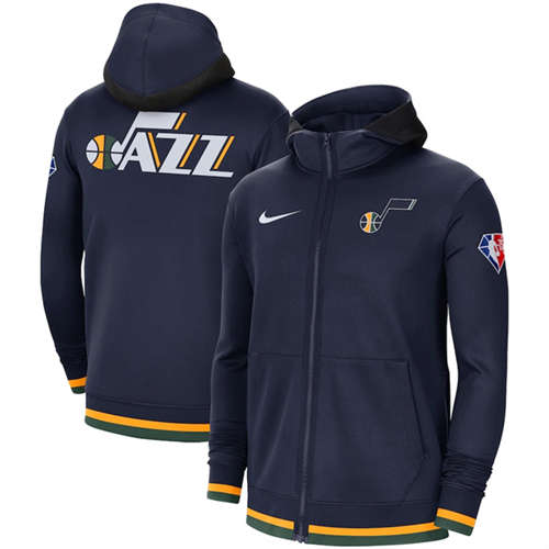 Utah Jazz Navy 75th Anniversary Performance Showtime Full-Zip Hoodie Jacket - Zenithce