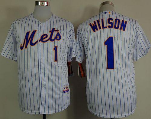 Mets #1 Mookie Wilson White(Blue Strip) Home Cool Base Stitched Jersey - Zenithce