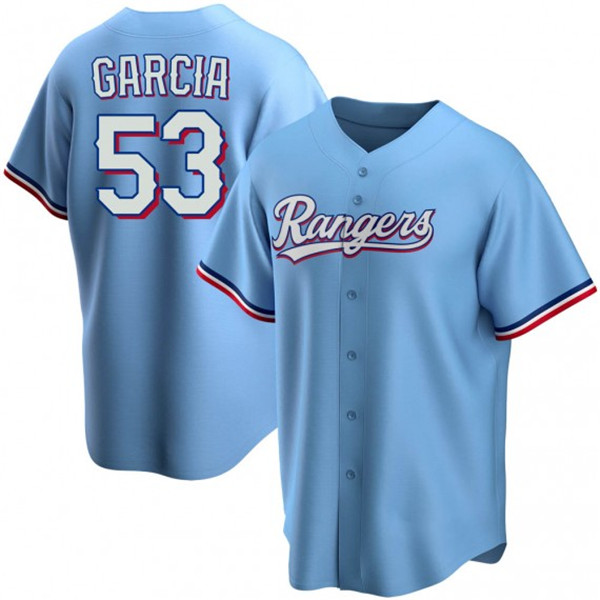 Texas Rangers #53 Adolis Garcia Light Blue Cool Base Stitched Baseball Jersey - Zenithce