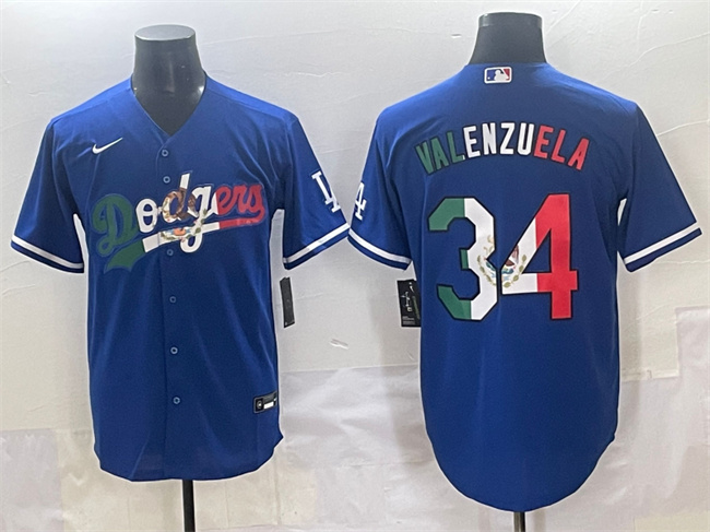 Los Angeles Dodgers #34 Fernando Valenzuela Blue Mexico Stitched Jersey - Zenithce