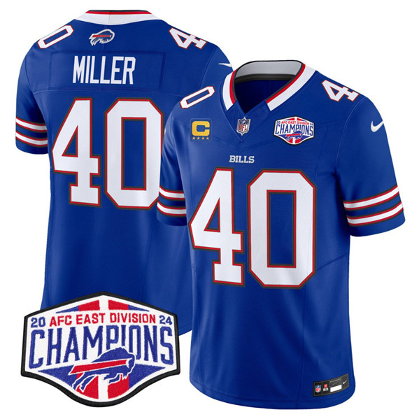 Buffalo Bills #40 Von Miller Royal 2024-25 F.U.S.E. AFC East Division Champions With 4-Star C Patch Limited Stitched Jersey - Zenithce