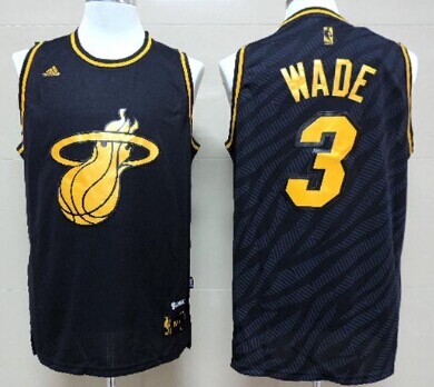 Miami Heat #3 Dwyane Wade Revolution 30 Swingman 2014 Black With Gold Jersey - Zenithce